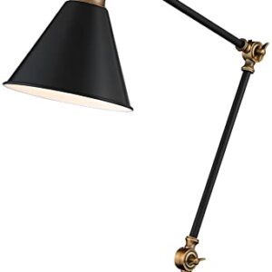 360 Lighting Wray Modern Adjustable Desk Lamp 26 3/4" High with USB Charging Port Painted Black Brass Metal Cone Shade for Living Room Bedroom House Bedside Nightstand Home Office Reading