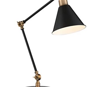 360 Lighting Wray Modern Adjustable Desk Lamp 26 3/4" High with USB Charging Port Painted Black Brass Metal Cone Shade for Living Room Bedroom House Bedside Nightstand Home Office Reading