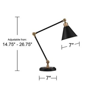 360 Lighting Wray Modern Adjustable Desk Lamp 26 3/4" High with USB Charging Port Painted Black Brass Metal Cone Shade for Living Room Bedroom House Bedside Nightstand Home Office Reading