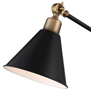 360 Lighting Wray Modern Adjustable Desk Lamp 26 3/4" High with USB Charging Port Painted Black Brass Metal Cone Shade for Living Room Bedroom House Bedside Nightstand Home Office Reading