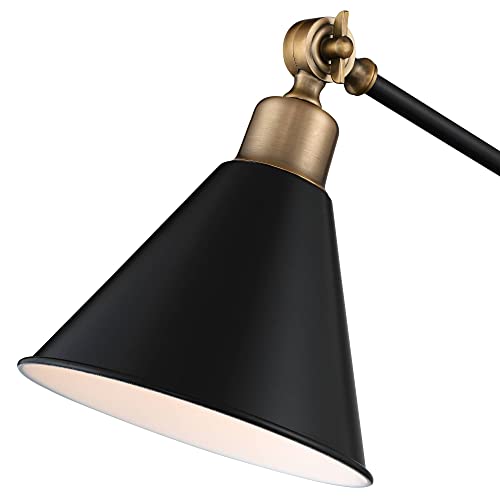 360 Lighting Wray Modern Adjustable Desk Lamp 26 3/4" High with USB Charging Port Painted Black Brass Metal Cone Shade for Living Room Bedroom House Bedside Nightstand Home Office Reading