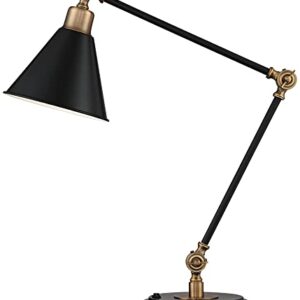 360 Lighting Wray Modern Adjustable Desk Lamp 26 3/4" High with USB Charging Port Painted Black Brass Metal Cone Shade for Living Room Bedroom House Bedside Nightstand Home Office Reading