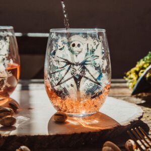 Silver Buffalo Disney Nightmare Before Christmas Stemless Wine Glass Set, 20-Ounce, Set of 2