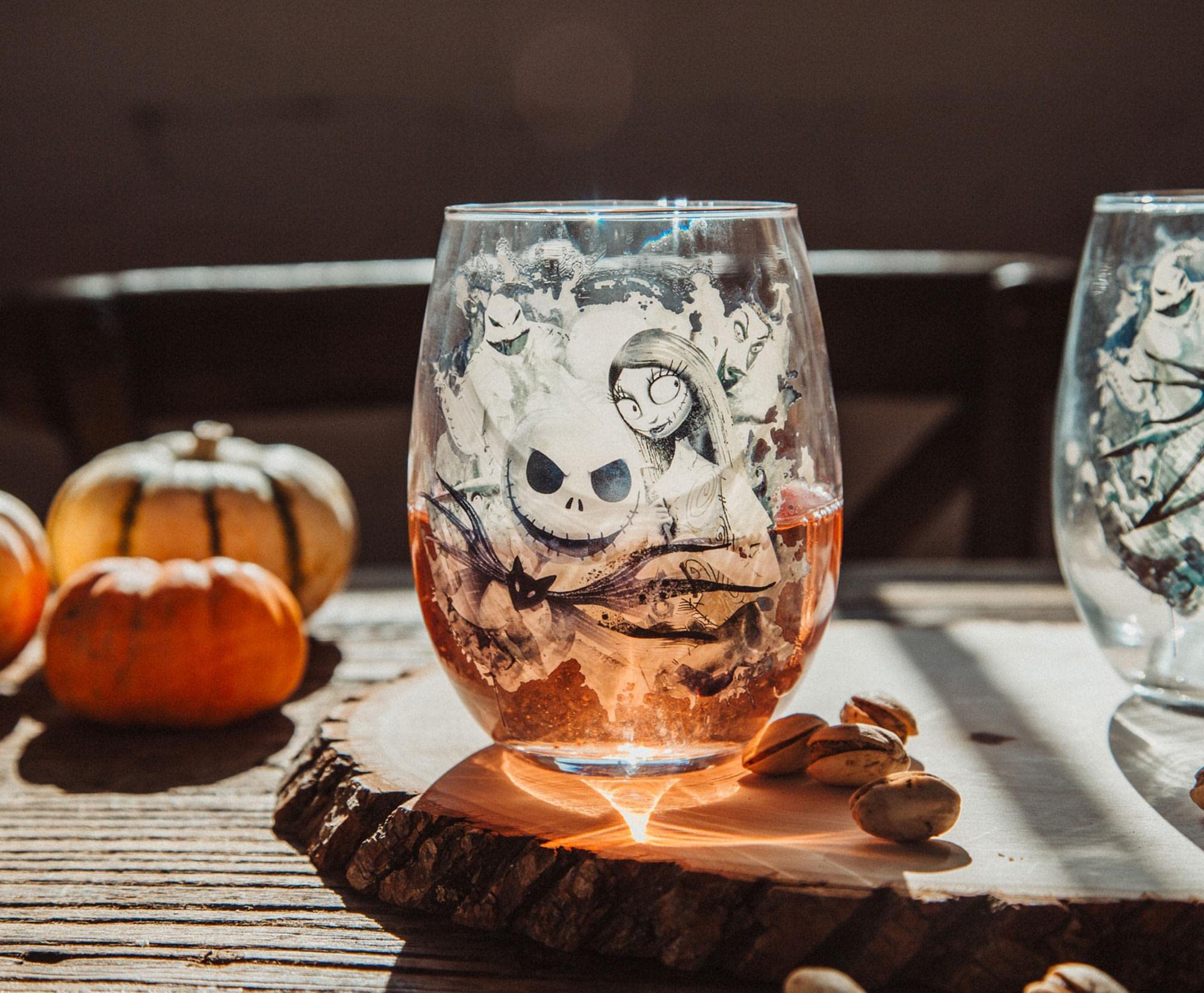 Silver Buffalo Disney Nightmare Before Christmas Stemless Wine Glass Set, 20-Ounce, Set of 2