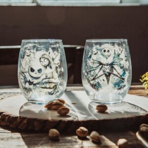 Silver Buffalo Disney Nightmare Before Christmas Stemless Wine Glass Set, 20-Ounce, Set of 2