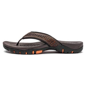 GUBARUN Mens Sport Flip Flops Comfort Casual Thong Sandals Outdoor(Brown 1, 11)