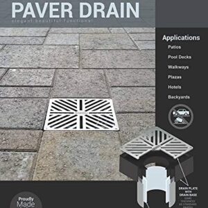 USA Made - Sinnov - 6" x 6" Premium Outdoor Modern Paver Size Drain Grate - Use with both 3" or 4" Drain Pipe, PVC or Flexible Pipe (Stainless Steel)