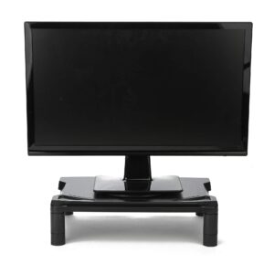 Mind Reader Wide Monitor Stand, Height Adjustable, Rotating Base, Laptop Riser, Office, 16.14" L x 11.97" W x 4.41" H, Black