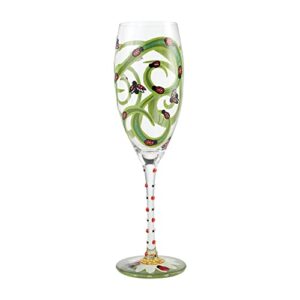 enesco designs by lolita ladybugs hand-painted artisan prosecco glass champagne flute, 8 ounce, multicolor
