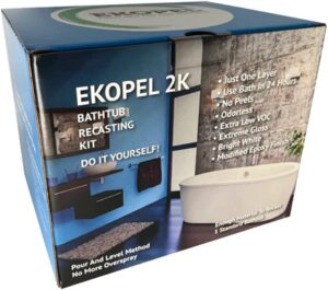 ekopel pour on bathtub refinishing kit - no voc - made in the usa - most durable tub reglazing - longest lasting tub and countertop paint- gloss white