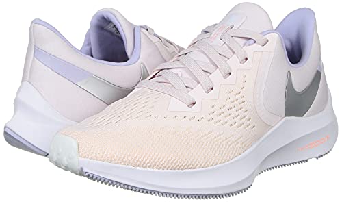 Nike Womens Zoom Winflo 6 Running Trainers CK4475 Sneakers Shoes (UK 5 US 7.5 EU 38.5, Pale Pink Metallic Silver 600)