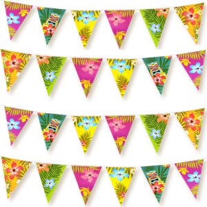 fepito 4 pack hawaiian bunting banner luau party tropical party bunting totally 12 meters