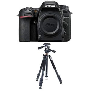 nikon d7500 dx-format digital slr camera body, black - with vanguard 264ap 4-section aluminum tripod with ph-32 pan head - black