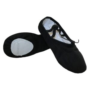 danzcue ballet slipper women's canvas split sole ballet shoes, black, 8 m
