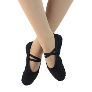 Danzcue Ballet Slipper Women's Canvas Split Sole Ballet Shoes, Black, 8 M