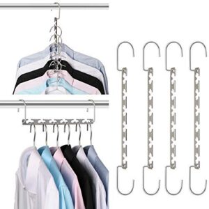 GEFTOL Space Saving Hangers Metal Hanger Magic Cascading Hanger Closet Clothes Organizer(4 Pack)