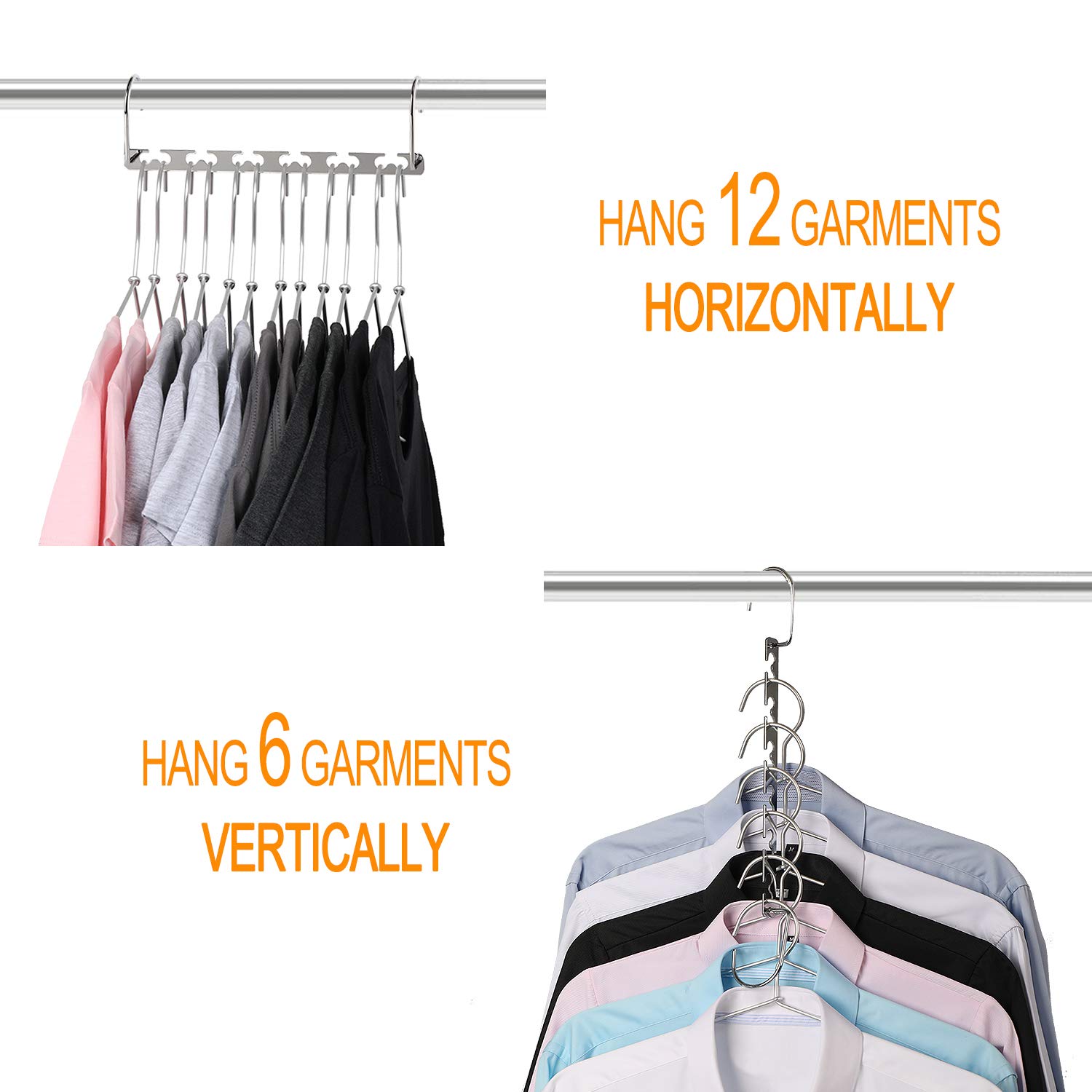 GEFTOL Space Saving Hangers Metal Hanger Magic Cascading Hanger Closet Clothes Organizer(4 Pack)