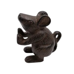 comfy hour antique and vintage animal collection cast iron mouse door stopper in brown color, heavy duty, decorative one.