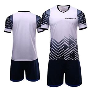 pairformance soccer jerseys for kids, soccer shorts boys girls, soccer uniforms for kids sizes 4-15(sowhite-l)