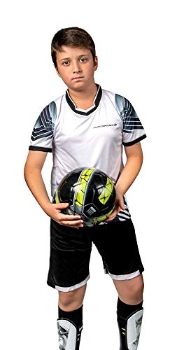 PAIRFORMANCE Soccer Jerseys for Kids, Soccer Shorts Boys Girls, Soccer Uniforms for Kids Sizes 4-15(sowhite-l)