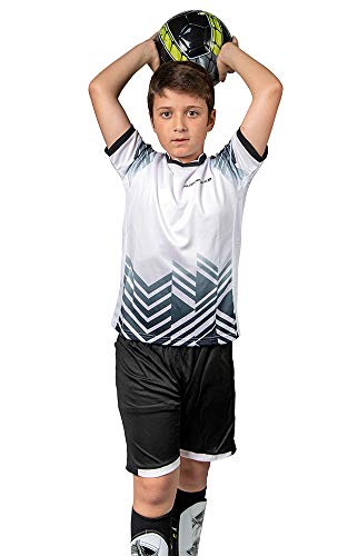 PAIRFORMANCE Soccer Jerseys for Kids, Soccer Shorts Boys Girls, Soccer Uniforms for Kids Sizes 4-15(sowhite-l)