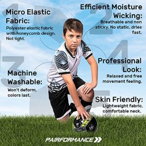 PAIRFORMANCE Soccer Jerseys for Kids, Soccer Shorts Boys Girls, Soccer Uniforms for Kids Sizes 4-15(sowhite-l)