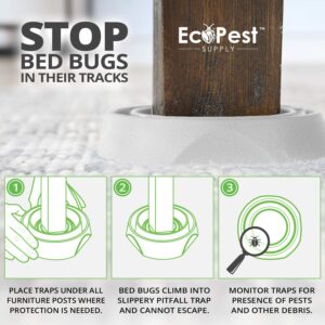 Bed Bug Interceptors – 8 Pack | Bed Bug Blocker (Pro) Interceptor Traps (White) | Insect Trap, Monitor, and Detector for Bed Legs