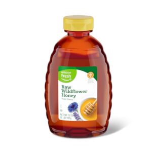 amazon fresh, raw wildflower honey, 2 pound (pack of 1) (previously happy belly, packaging may vary)