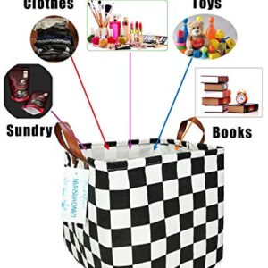 LANGYASHAN Square Storage Baskets Waterproof Canvas Children Laundry Nursery Hamper for Shelves Gift Baskets Toy Organizer Room Decor (Square Racing flag)