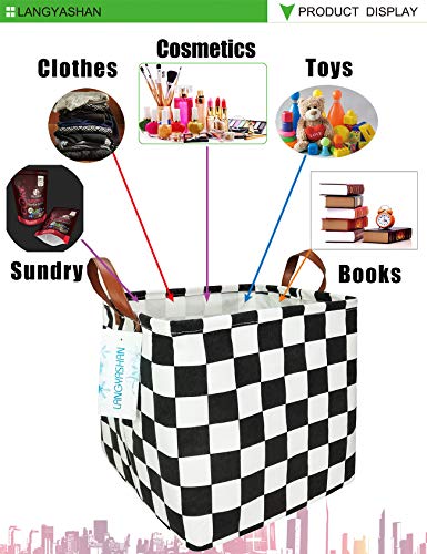 LANGYASHAN Square Storage Baskets Waterproof Canvas Children Laundry Nursery Hamper for Shelves Gift Baskets Toy Organizer Room Decor (Square Racing flag)