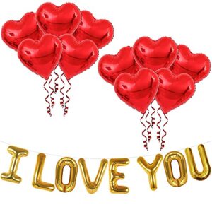 katchon, i love you balloons set - pack of 20 | red love balloon, romantic decorations special night, red heart balloons | valentine balloons for valentines day decor, i love you balloons for him