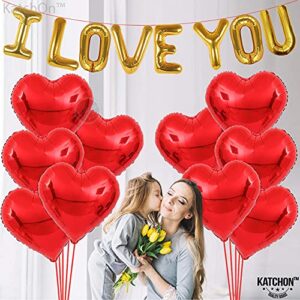 KatchOn, I Love You Balloons Set - Pack of 20 | Red Love Balloon, Romantic Decorations Special Night, Red Heart Balloons | Valentine Balloons for Valentines Day Decor, I Love You Balloons For Him