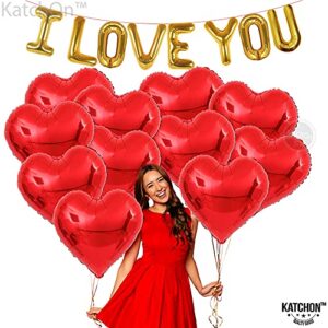 KatchOn, I Love You Balloons Set - Pack of 20 | Red Love Balloon, Romantic Decorations Special Night, Red Heart Balloons | Valentine Balloons for Valentines Day Decor, I Love You Balloons For Him