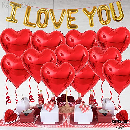 KatchOn, I Love You Balloons Set - Pack of 20 | Red Love Balloon, Romantic Decorations Special Night, Red Heart Balloons | Valentine Balloons for Valentines Day Decor, I Love You Balloons For Him