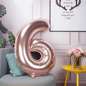 Rose Gold 60 Number Balloons Big Giant Jumbo Large Number 60 Foil Mylar Balloons for Women Men 60th Birthday Party Supplies 60 Anniversary Events Decorations-40 inch