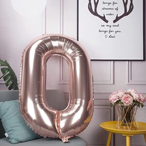 Rose Gold 60 Number Balloons Big Giant Jumbo Large Number 60 Foil Mylar Balloons for Women Men 60th Birthday Party Supplies 60 Anniversary Events Decorations-40 inch