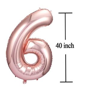 Rose Gold 60 Number Balloons Big Giant Jumbo Large Number 60 Foil Mylar Balloons for Women Men 60th Birthday Party Supplies 60 Anniversary Events Decorations-40 inch