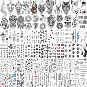 coktak 66 sheets small black animals temporary tattoos for women men kids finger arm, tiny space moon halloween tattoo stickers adults teens girls boys hands, fake tattoos that look real and last long