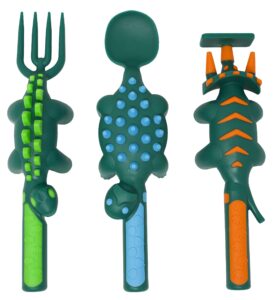 constructive eating dinosaur utensils - made in usa - toddler utensils 1 year old - baby spoon - toddler utensils 2 year old - toddler silverware - baby forks 12-18 months - kids silverware