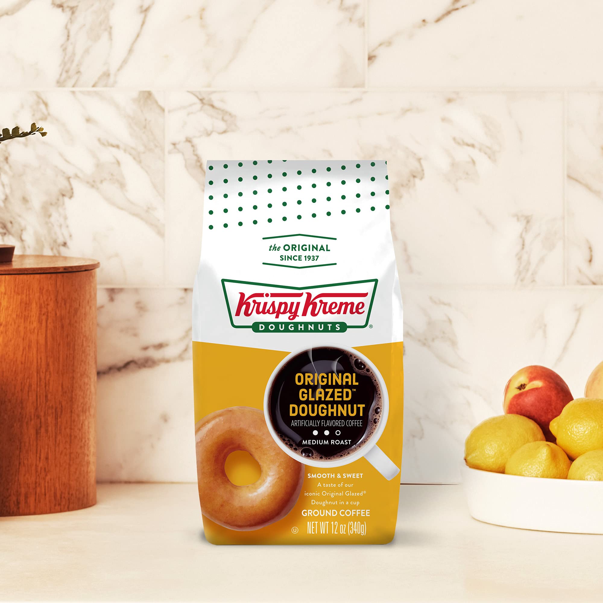 Krispy Kreme Doughnuts Original Glazed Donut Ground Coffee, Bagged 12oz