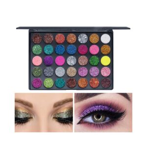 VERONNI Pro 35 Color Glitter Shimmer Eyeshadow Makeup Palette Pigment Stage Make Up Eye Shadow Plattet (35 Glitter)