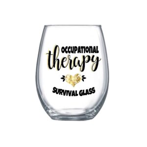 best funny occupational therapy therapist gifts for women stemless wine survival glass™ 0212