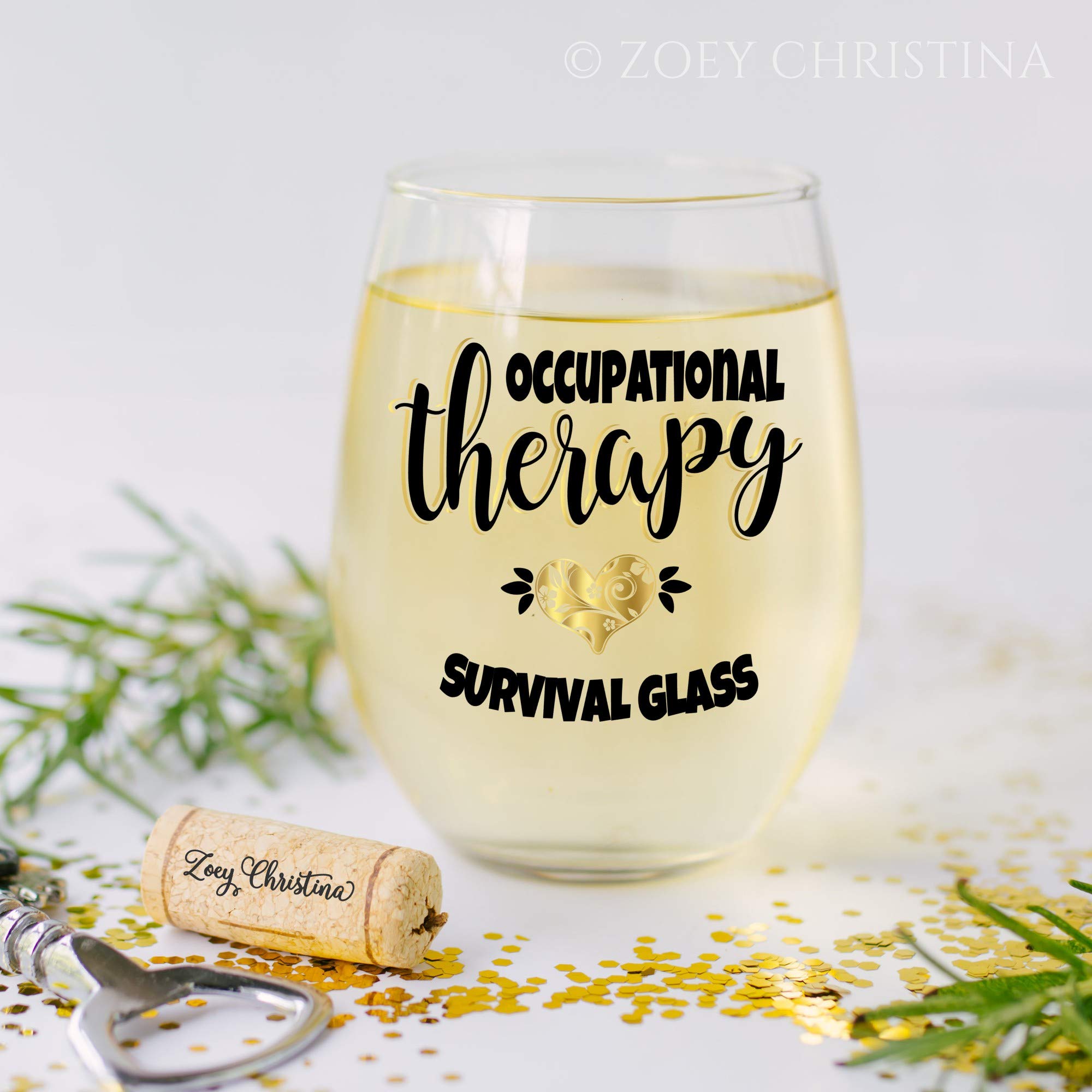 Best Funny Occupational Therapy Therapist Gifts for Women Stemless Wine Survival glass™ 0212