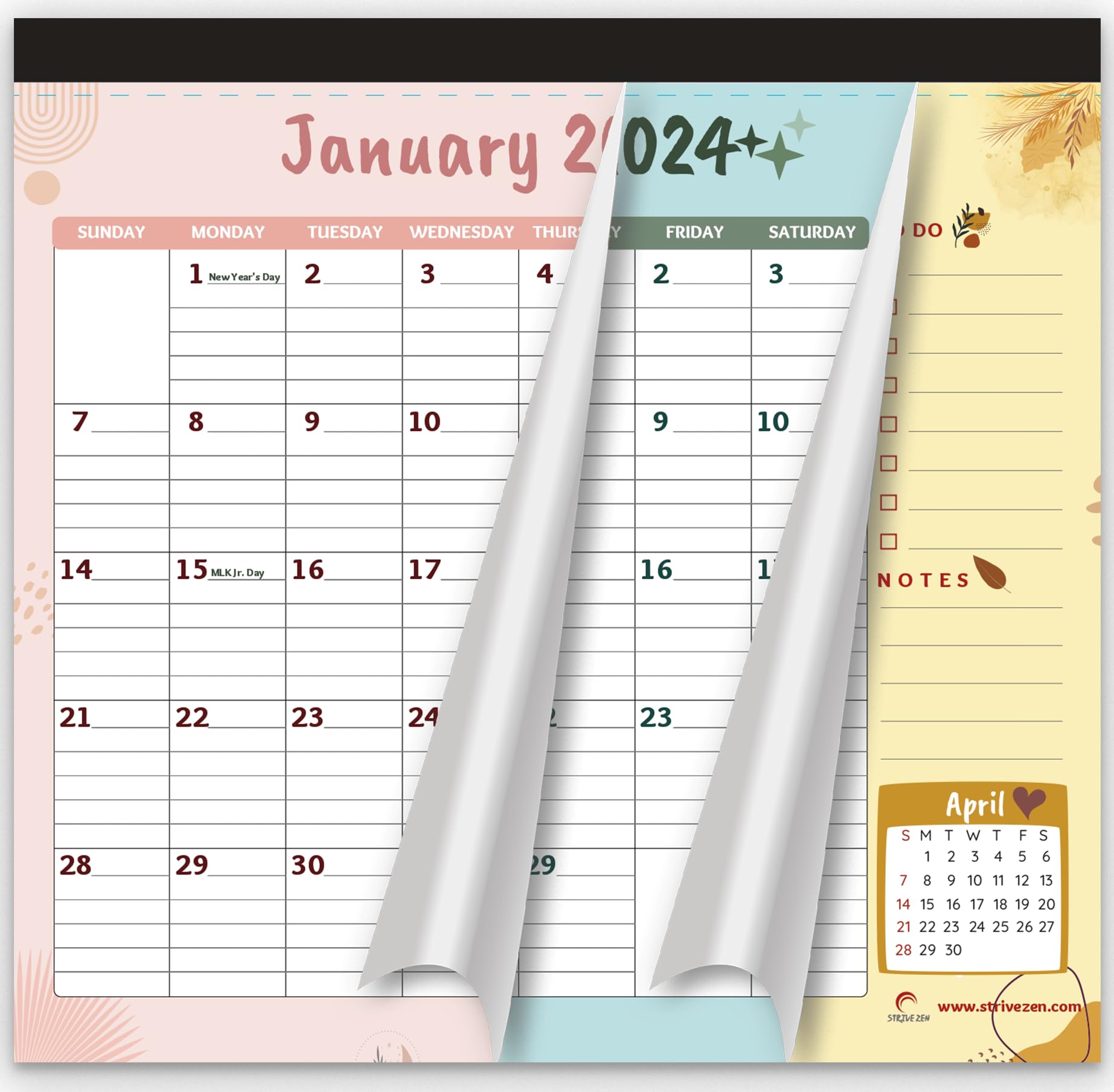 Fridge Calendar 2024 2025 by StriveZen, Magnetic, Monthly 10x10 Inch, Academic, Refrigerator, Desktop, Gift, Teacher Family Busy Mom Office, January 2024- December 2025