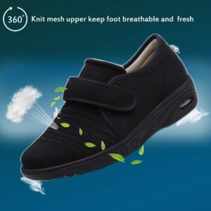 Womens Walking Shoes with Strap Closure Wide Width Shoes Cushion Sneakers Diabetic Shoes for Elderly Mother Swollen Feet