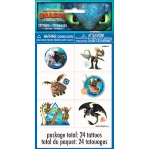 how to train your dragon party temporary tattoos | assorted designs | 24 pcs