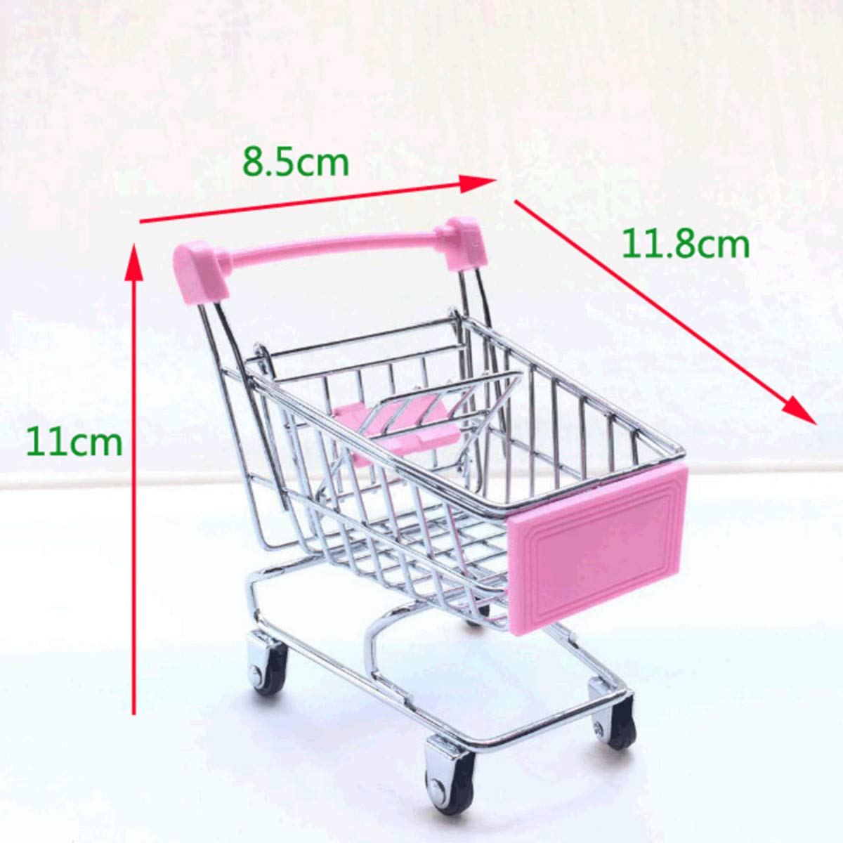 Mini Supermarket Handcart，4 Pack Supermarket Handcart Shopping Utility Cart Mode Storage Toy (Pink,Yellow,Red,Blue)