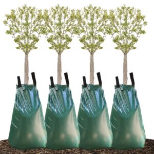 remiawy tree watering bag, 20 gallon slow release watering bag for trees, tree irrigation bag made of durable pvc material with zipper (4 pack 5-8 hours releasing time)
