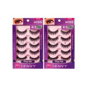 ienvy by kiss so wispy eyelashes 5 pair multi pack (kpem65) (2 pack) natural wispy style made with natural hair…