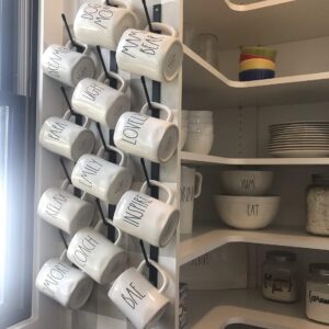 Claimed Corner Metal Coffee Mug Rack - Vertical Narrow Wall Mounted Storage Display Organizer Hooks for Coffee Mugs, Tea Cups, Mason Jars, and More. (3 Pack)